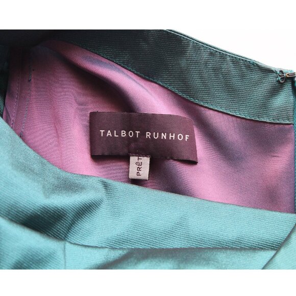 Talbot Runhof Komoe3 Cocktail Dress / Size 6 / Size 36 / Turquoise Gathered - Picture 10 of 13